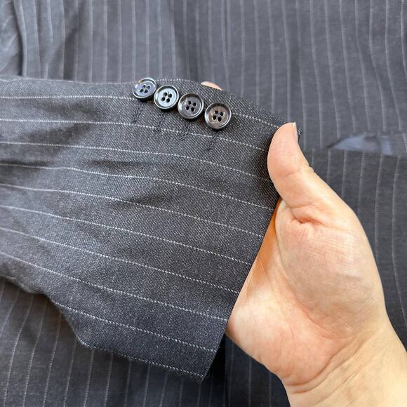 ASOS Classic Pinstripe Two Button Notched Lapel Lined Men's Blazer Jacket 46R - Picture 10 of 14